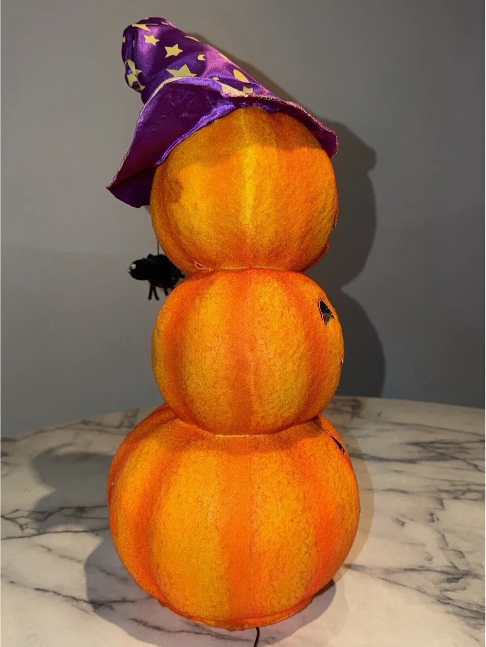 Fiber Optic Jack O Lantern Pumpkin Stack Multi Color Light Up 18